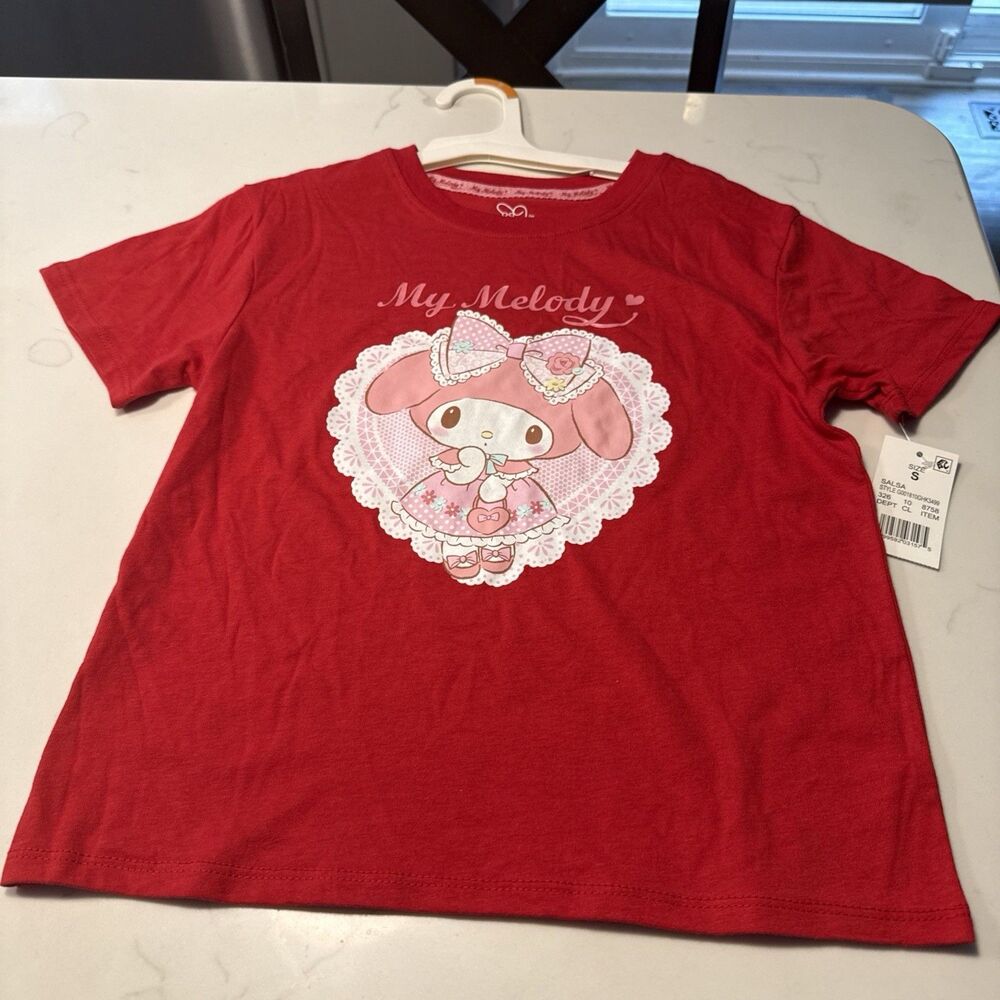 Sanrio My Melody Girls Short Sleeve Graphic T Shirt Red Small